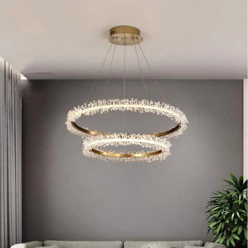 Modern Crystal Chandelier Lighting For Gold Ring Combination Led Chandeliers Home Decoration Lustre Cristal Lamps