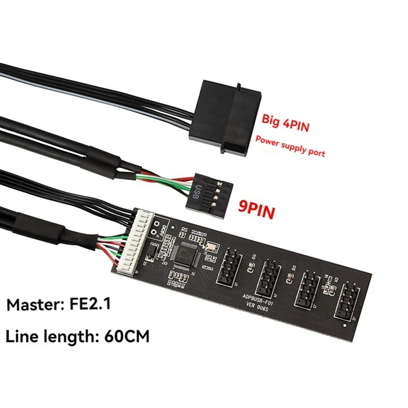 USB2.0 Header Splitter 9 Pin 1 To 4 Extension Hub Splitter With Interface Cable For PC Mainboard Adapter