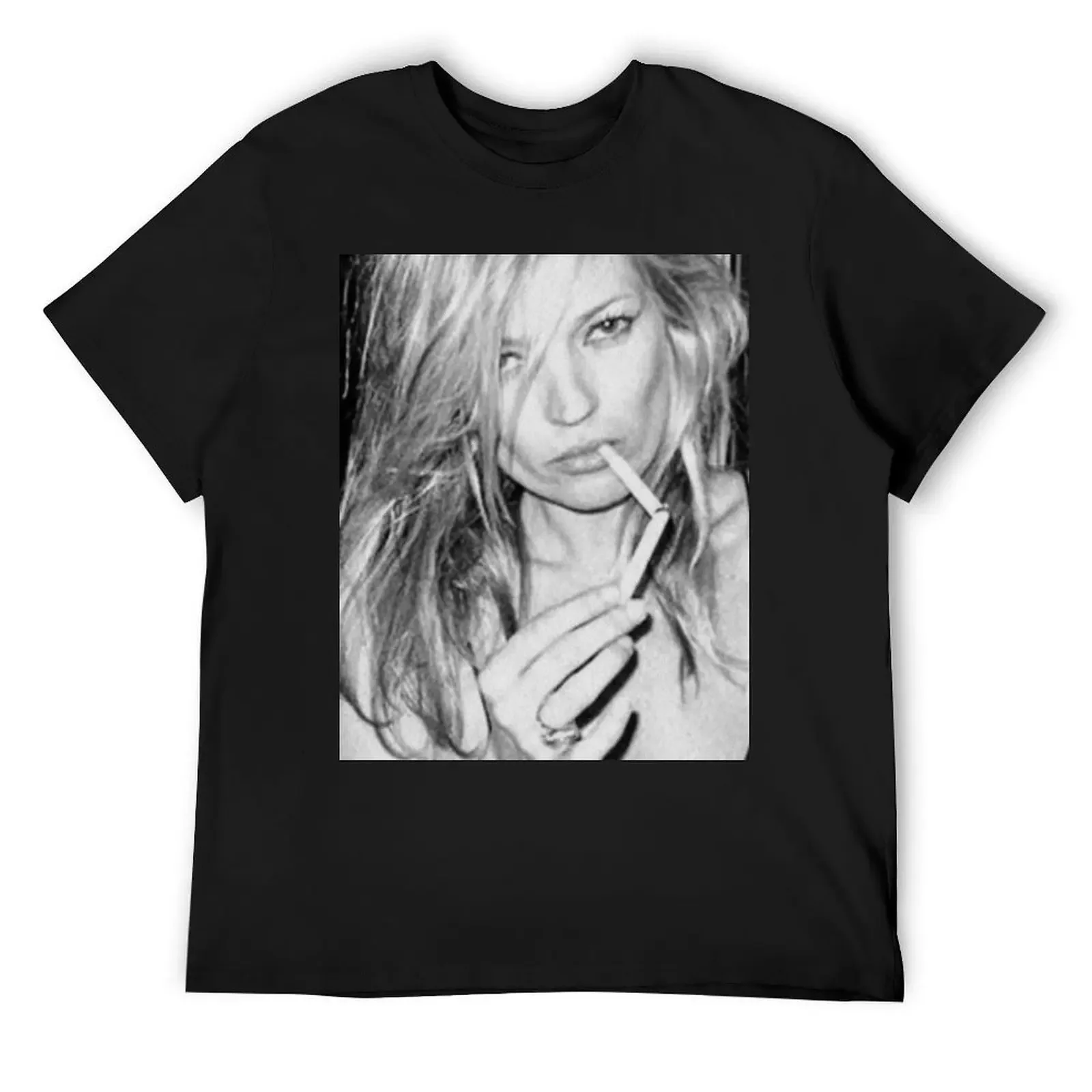 KATE MOSS SMOKING FASHION PHOTOGRAPHY 90s Black and white Editorial Cigarette T-Shirt