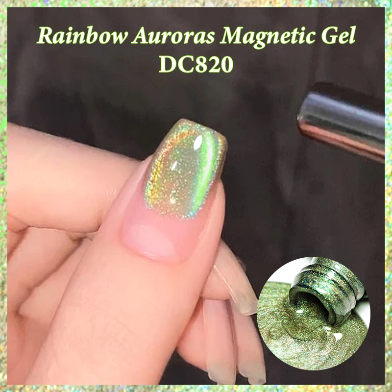 Mtssii conjunto de esmaltes de gel magnético aurora cat, 6 peças, arco-íris, rosa, verde, azul, cristal semi-transparente, kit de verniz em gel para arte em unhas