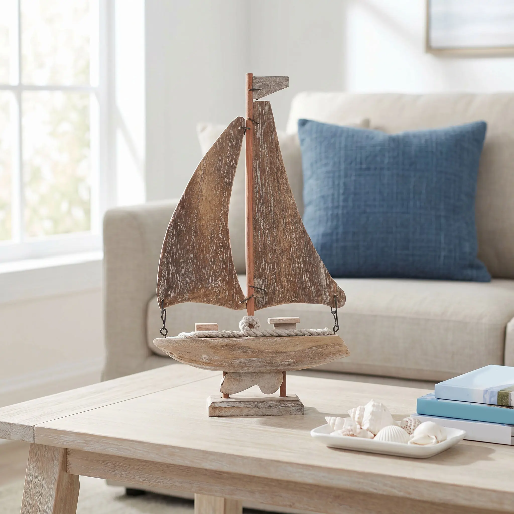 2 Pcs Marine Sail Boat Beach Style Model Decorations Desktop Sailboat Handmade Wooden Graduation Table Centerpiece Party