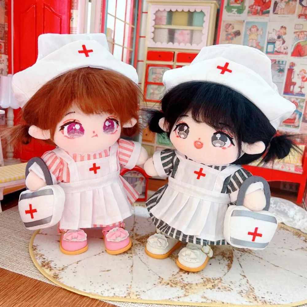 

Nurse Dress Set 20CM Cotton Doll Clothes Princess Shoes Outfit Stuffed Doll Plush Suit Mini Replacement Plush Toys Clothes