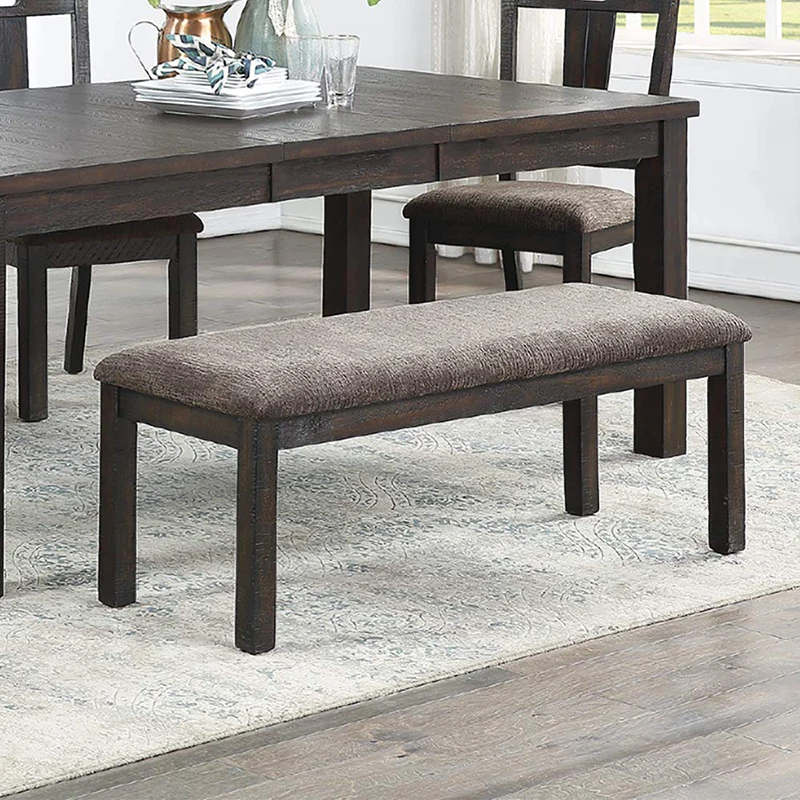 RV Simple Elegant Design Wooden 1pc Bench Only Dining Room Cushion Seats Dark Grey Finish Solid wood Bench On-Site