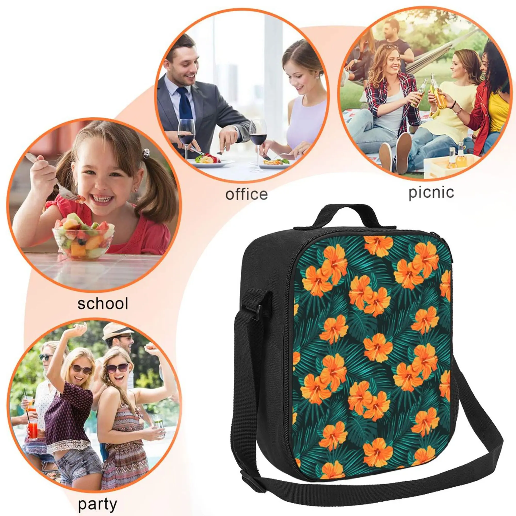 Hawaii Thai Blumen Lunch Bag einzelne Schulter mit Riemen für Frauen Männer Kinder Lunchbox isolierte Lunch Bag für Arbeit Schule Picknick