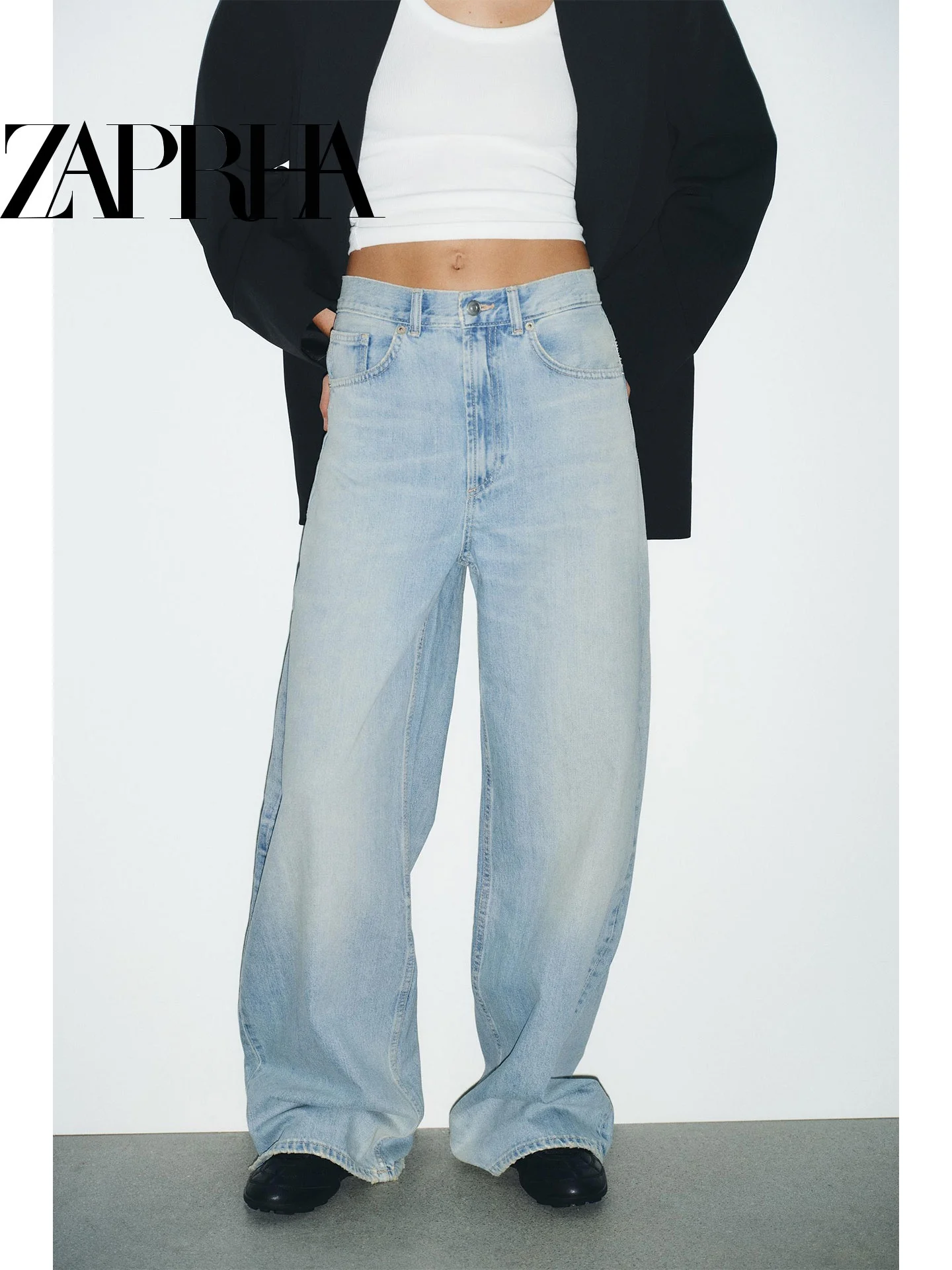 Cintura alta ultra larga perna jeans feminino solto ajuste facionable confortável emagrecimento alta elástica casual sle outono inverno