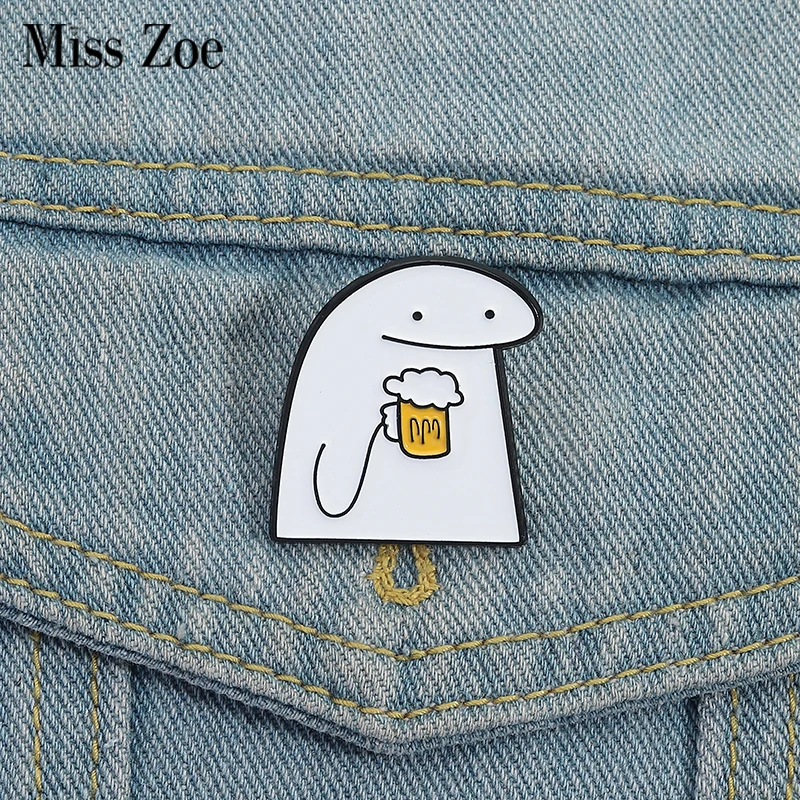 Comic Line Tiere Emaille Pins Benutzerdefinierte Tiere Trinken Bier Broschen Revers Abzeichen Kleidung Lustiger Schmuck Geschenk für Kinder Freunde