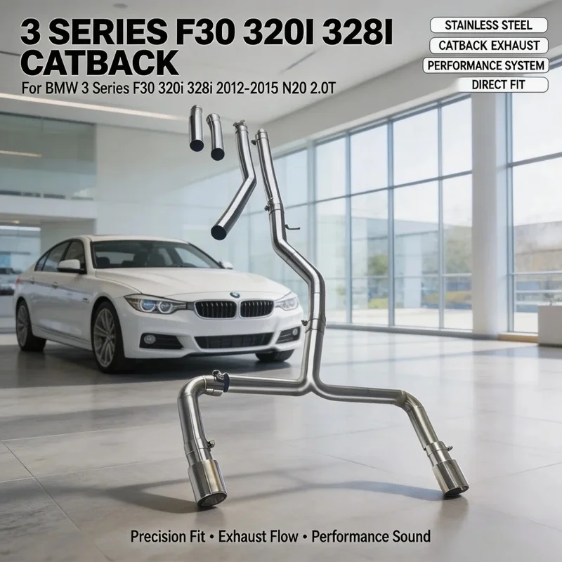 SS304 OEM Direct Fit Catback Exhaust for BMW F30 320i 328i 2012-2015 N20 2.0T Throttle Response Muffler Racing Tuning Parts