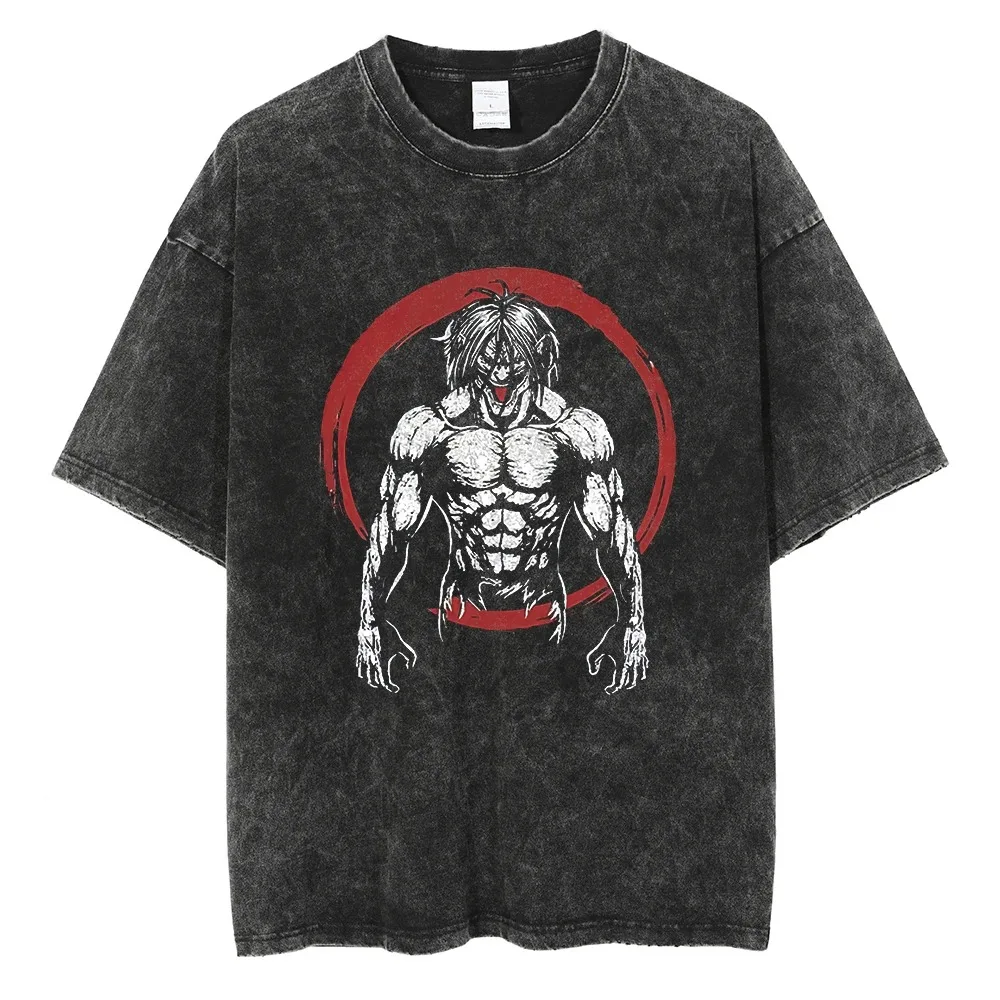 

Men Washed T-Shirt Fashion Streetwear Hip Hop Anime Graphic Print T Shirt Harajuku Cotton Loose Top Summer Short Sleeve Tshirt