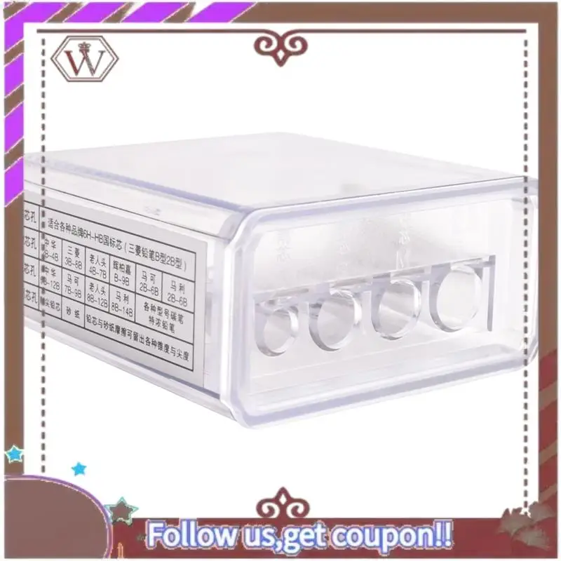 ABBG-2 قطعة مبراة أقلام نجار نقطة طويلة مبراة أقلام رصاص يدوية مع غطاء بلاستيكي 4 ثقوب مبراة أقلام رصاص محمولة