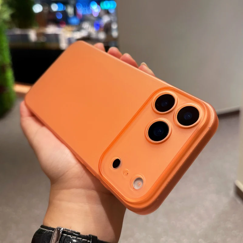 Capa ultrafina de 0.3mm para iphone 17 pro max 17air, capa traseira transparente fosca para iphone17 air 17pro promax slim laranja