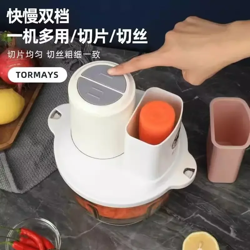 เครื่องบดเนื้อไฟฟ้าอัตโนมัติในครัวเรือนอาหารเสริมขนาดเล็กเครื่องผสมอเนกประสงค์ทําอาหารเนื้อสับกระเทียมเกียร์คู่