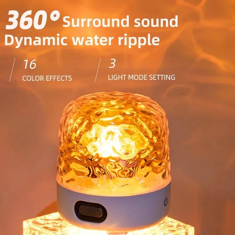 Dynamic Water Ripple Waves Projector Bluetooth Speaker Bedroom Night Light All-in-one Device Home Outdoor Party Decor HIFI Audio