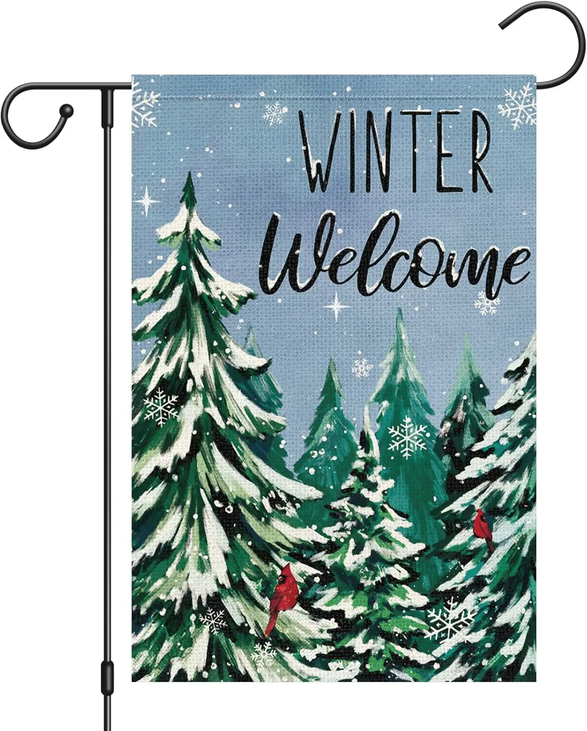 Heyfibro Welcome Winter Garden Flag Christmas Tree Garden Flags 12x18 Inch Double Sided Burlap Cardinals Snowflake Yard Flags fo