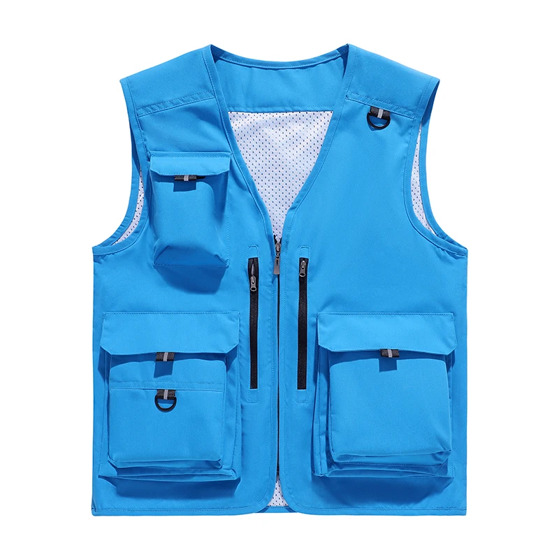 Men Multi-Pocket Utility Vest Mesh Lining Sleeveless Tactical Waistcoat Outdoor Fishing Photography Work Vest