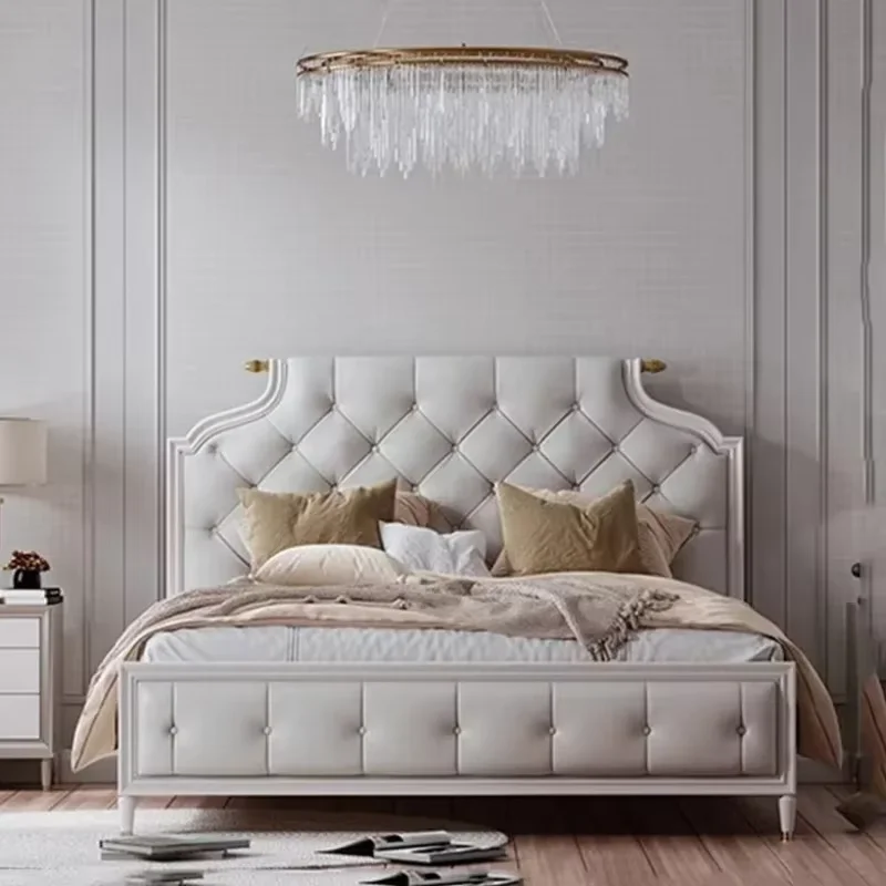 Aesthetic Frame Double Bed Drawers Leather Queen Double Bed Luxury Bedding Camas Matrimonial Luxury Bedroom Set Furniture