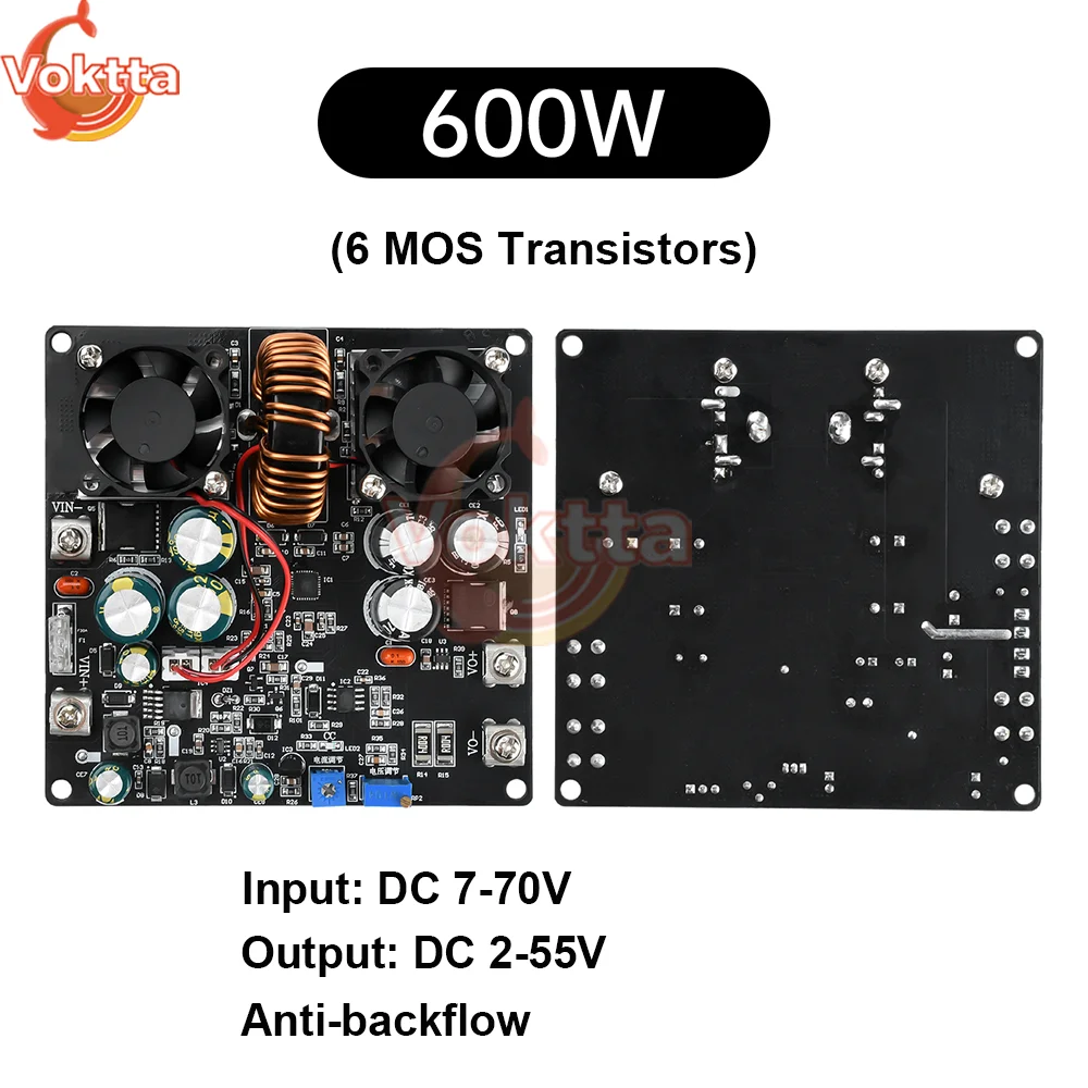 Gaqqee DC 7-70V 20A 600W 700W Hochleistungs-Buck-Boost-Modul DC-DC Step Up/Down-Stromversorgung Einstellbarer Spannungsregler-Lademodul 3