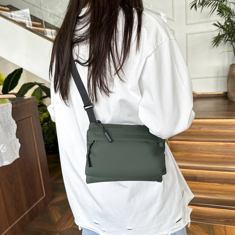 Mode Freizeit Nylon Umhängetasche Einfarbig Wasserdichte Cross-body Unisex Messenger Tasche für Männer Und Frauen – Detail 12