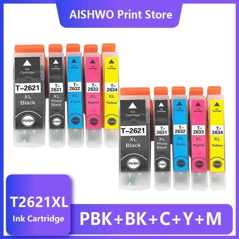Cartucho de tinta Compatible con Epson, T2621, 26XL, XP510, XP520, XP600, XP605, XP615, XP620, XP625, XP710, XP720, XP800, XP810, XP820