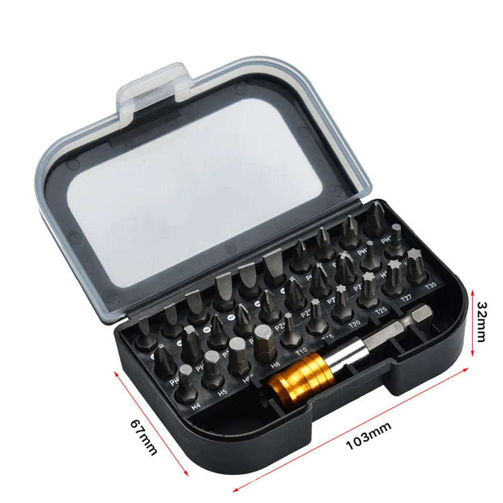 

31Pcs Screwdriver Bit Set Steel Hardened Assorted Slotted Specialty Security Bits Repair Tools Molded Carrying