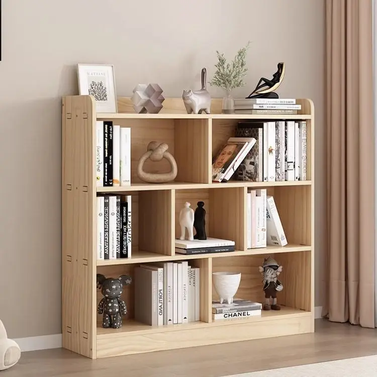 

Solid Wood Bookshelf Floor-to-ceiling Children's Simple Bookcase Combination Lattice Cabinet Low Cabinet Household Simple Modern