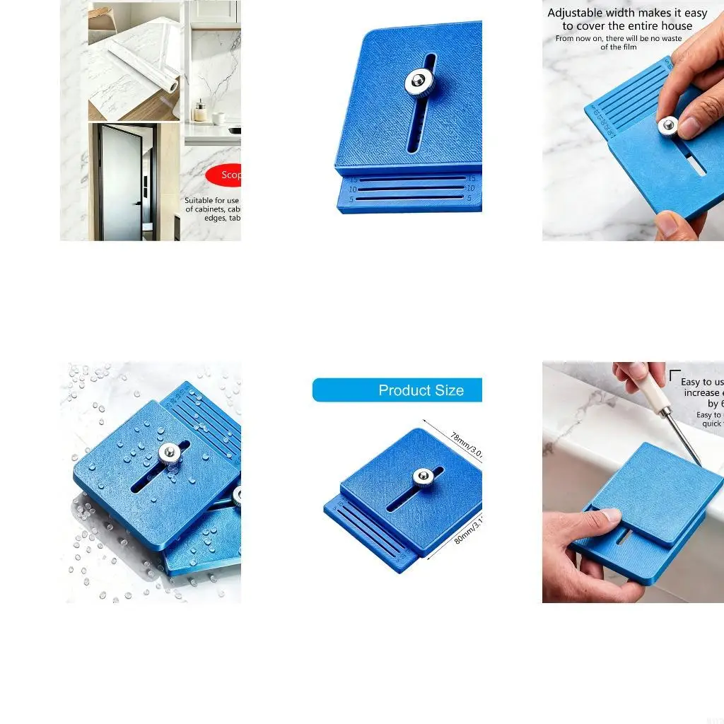 Small Furniture Film Trimming Tool with Width Knob, PETG Cutter for Cabinet Wrap Film, Drawer Front and Flat Board Finishing