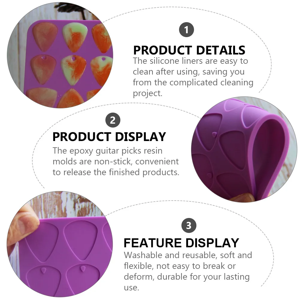 

5pcs Guitar Plectrums Mold Triangle Silicone Molds For Diy Epoxy Resin Casting Non-Stick Reusable Craft Tool Jewelry Making