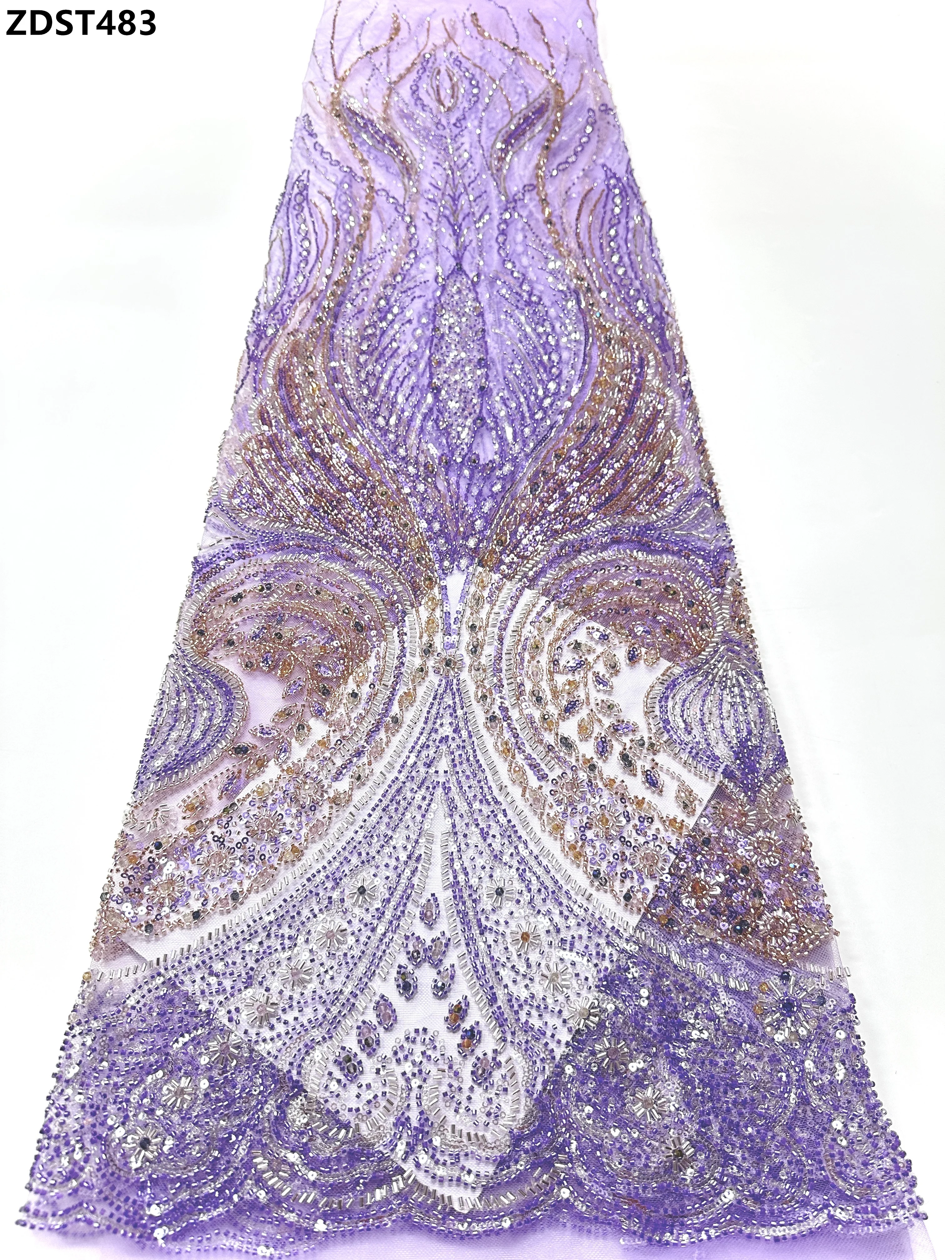 Luxury Elegant European Bridal Lace Fabric with African Party Groom Beads And Sequins for Nigerian Wedding French Lace