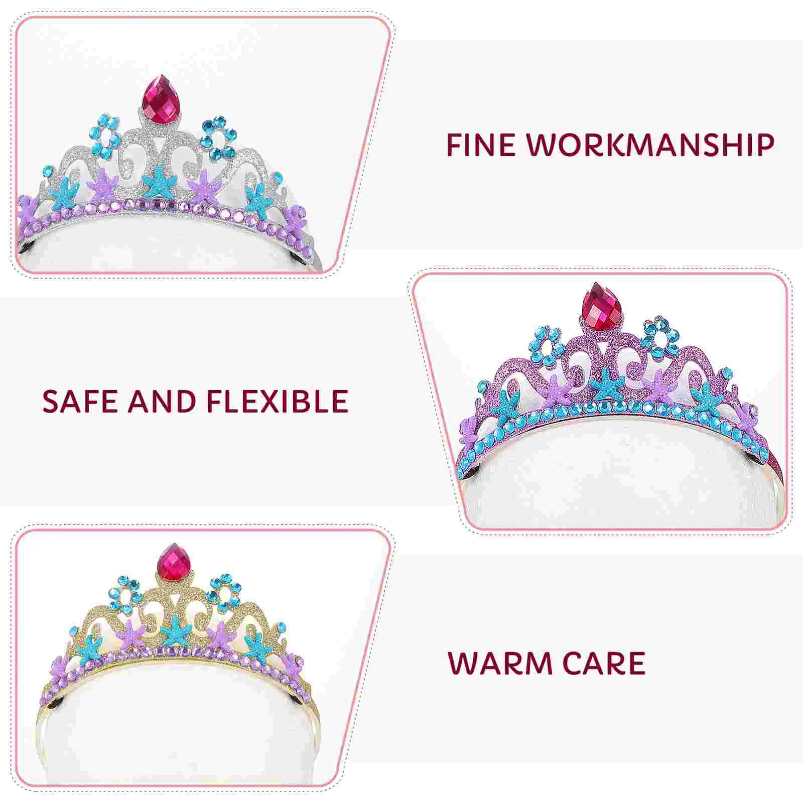 3 Pcs Baby Tiara Children's Crown Ocean Style Party Prop Little Girl Headdress Kids Silver Creative