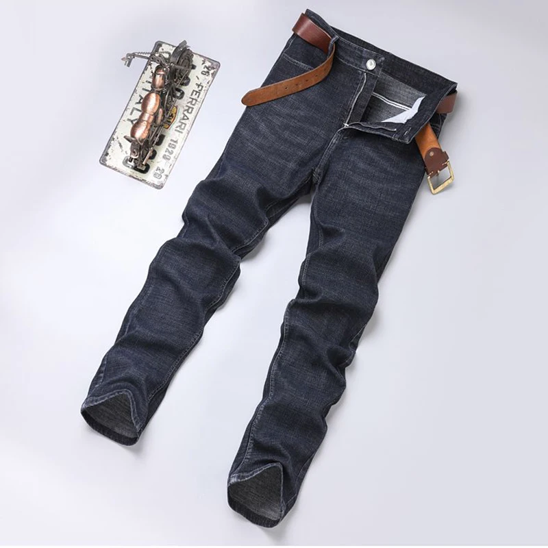 Fashion Zipper Button Pockets Casual Business Jeans Men's Clothing 2024 Spring Summer New Loose Solid Color High Waist Trousers