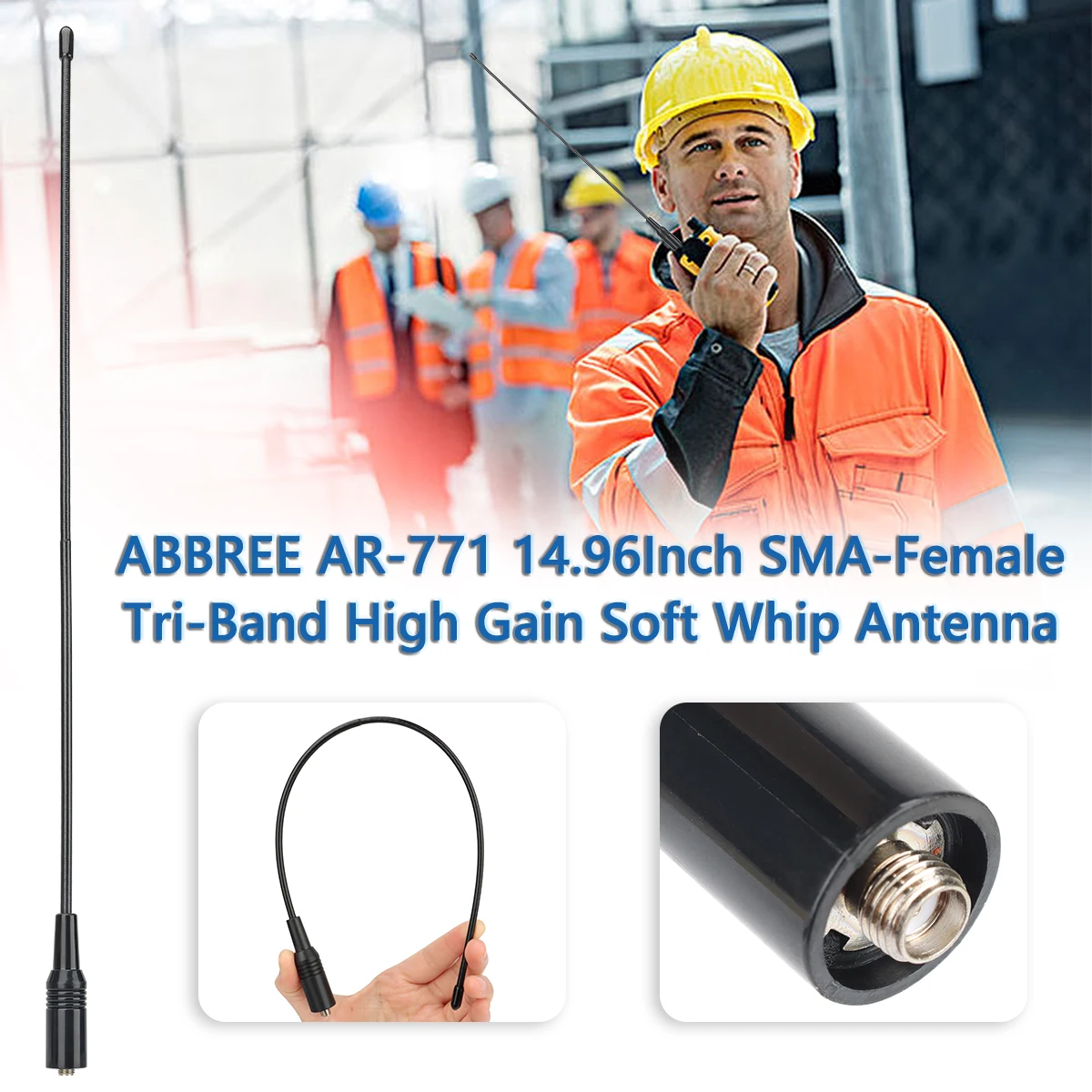 AM-771 antena tribanda 144/220/430MHz SMA hembra Quansheng Baofeng