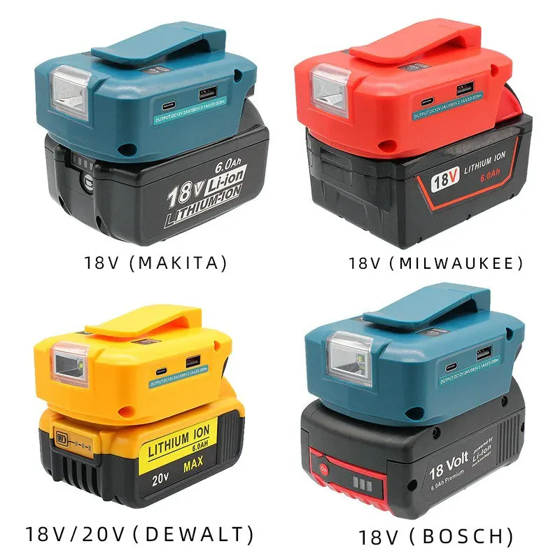 Multi Functional Power Converter, Suitable for Lithium Battery Accessories of Various Power Tools, with USB/TYPE-C/DC Interfaces