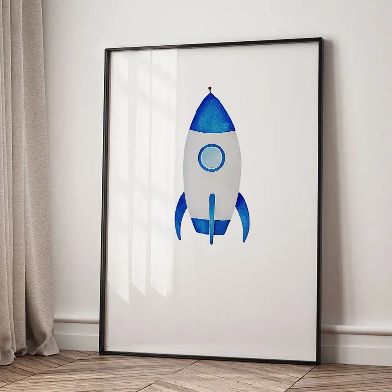 Frameless canvas paintings,Fire Truck Airplane Rocket Car Cartoon Wall Art Canvas Painting Nordic Posters And Prints Pictures Fo