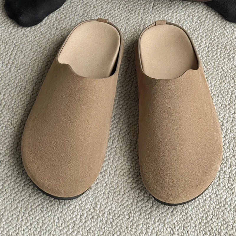 New Closed Toe Backless Mule Slippers Soft Flat Sole Slip on Casual Daily Walking Shoes Big Size 45 46 Fit Comfort Half Slippers