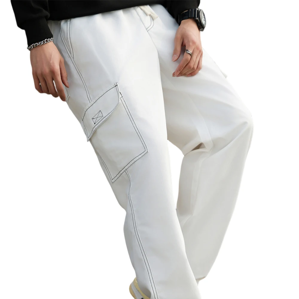

Spring and autumn fashion elastic waist drawstring men's casual trousers straight trousers spring and autumn models