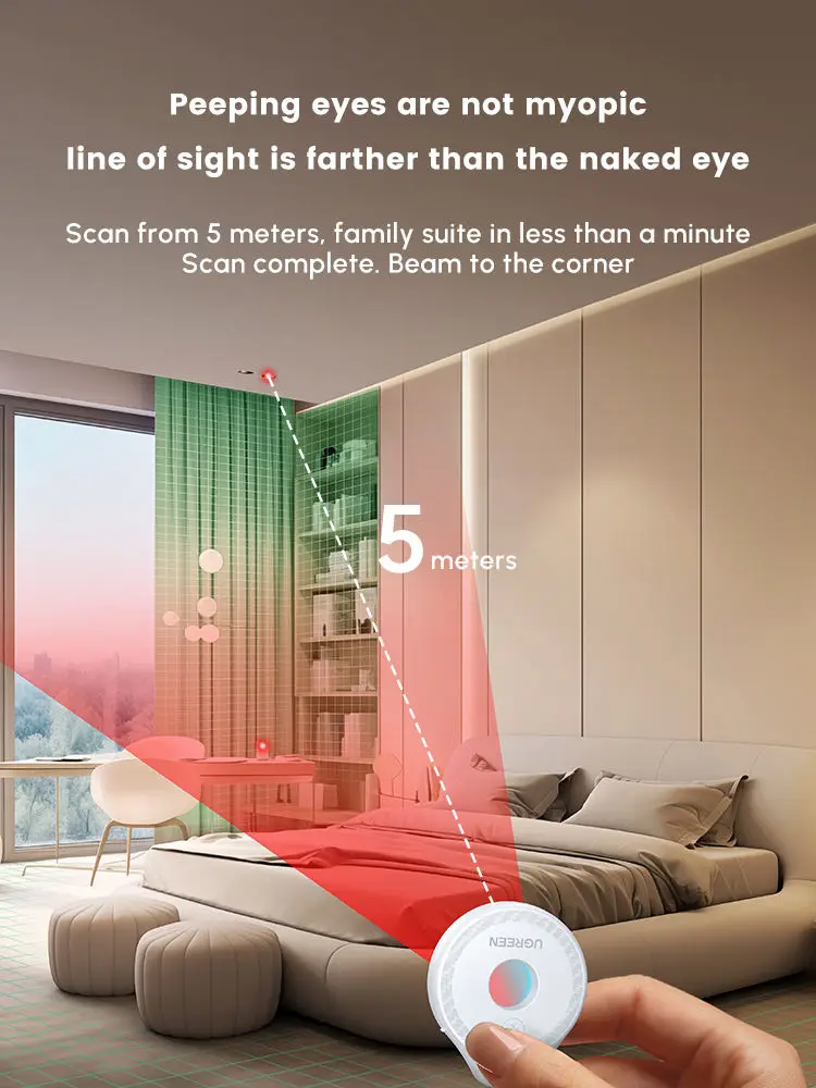UGREEN LP793 Mini Peeping Camera Detector Camera Durable and long lasting Portable Pinhole Hidden Lens Detect Gadget