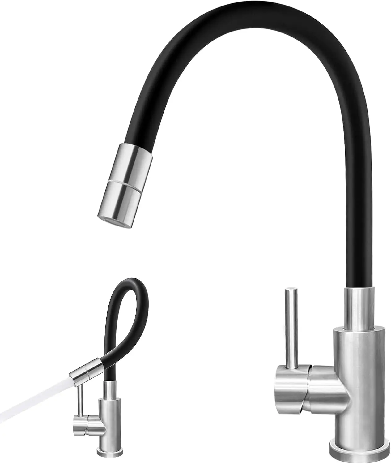 

Kitchen Faucet Flexible Silicone Sprayer Single Handle Pull Down Kitchen Sink Faucet with 360 Swivel for Farmhouses, RV, Utility