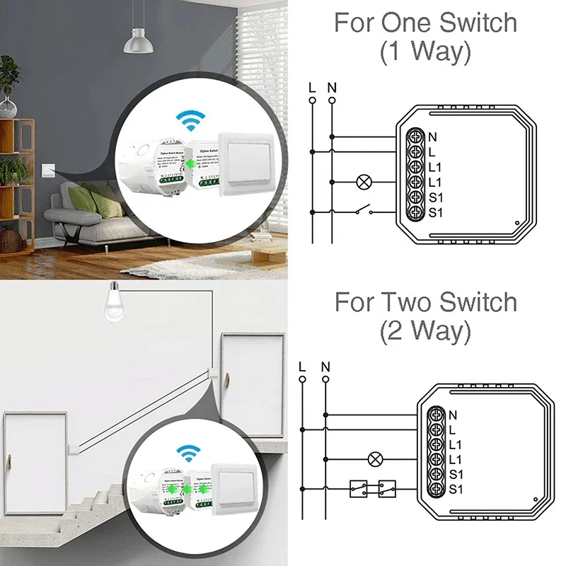 Tuya Zigbee 3/4 Gang Smart Light Switch Module Need Neutral Wire 2 Way Control DIY Smart Breaker Works With Alexa Google Home