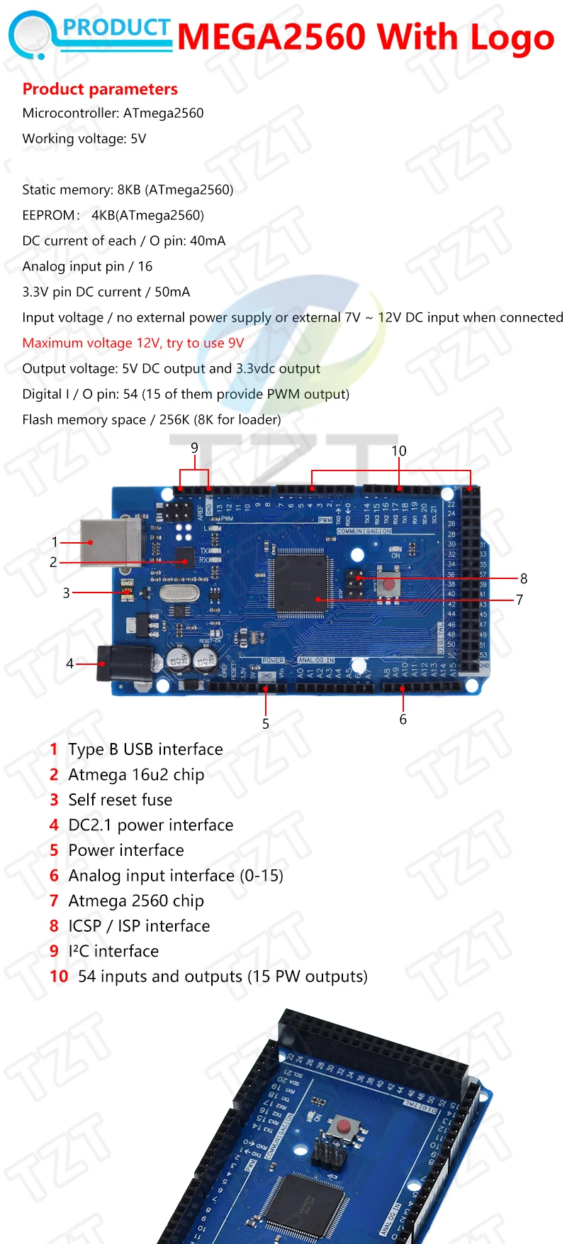 Mega2560 ATMEGA16U2 / Pro Mini MEGA 2560 Mega + WiFi R3 ATmega2560 CH340G Für Arduino UNO R3 Entwicklungsboard WeMos ESP8266 – Detail 1
