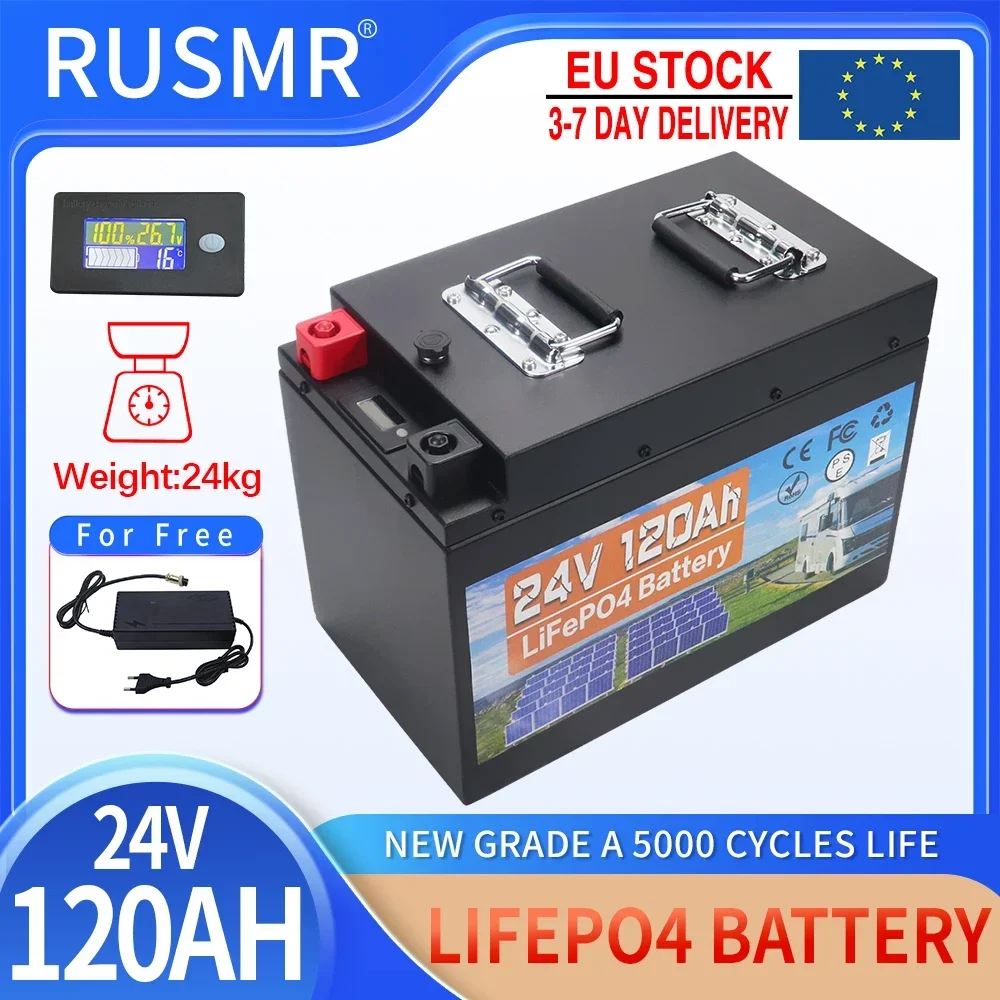 12V 24V LiFePO4 Battery Pack 300Ah 200Ah 120Ah Built-in BMS Lithium Iron Phosphate Cells 5000 Cycle For Golf Cart Solar Tax Free