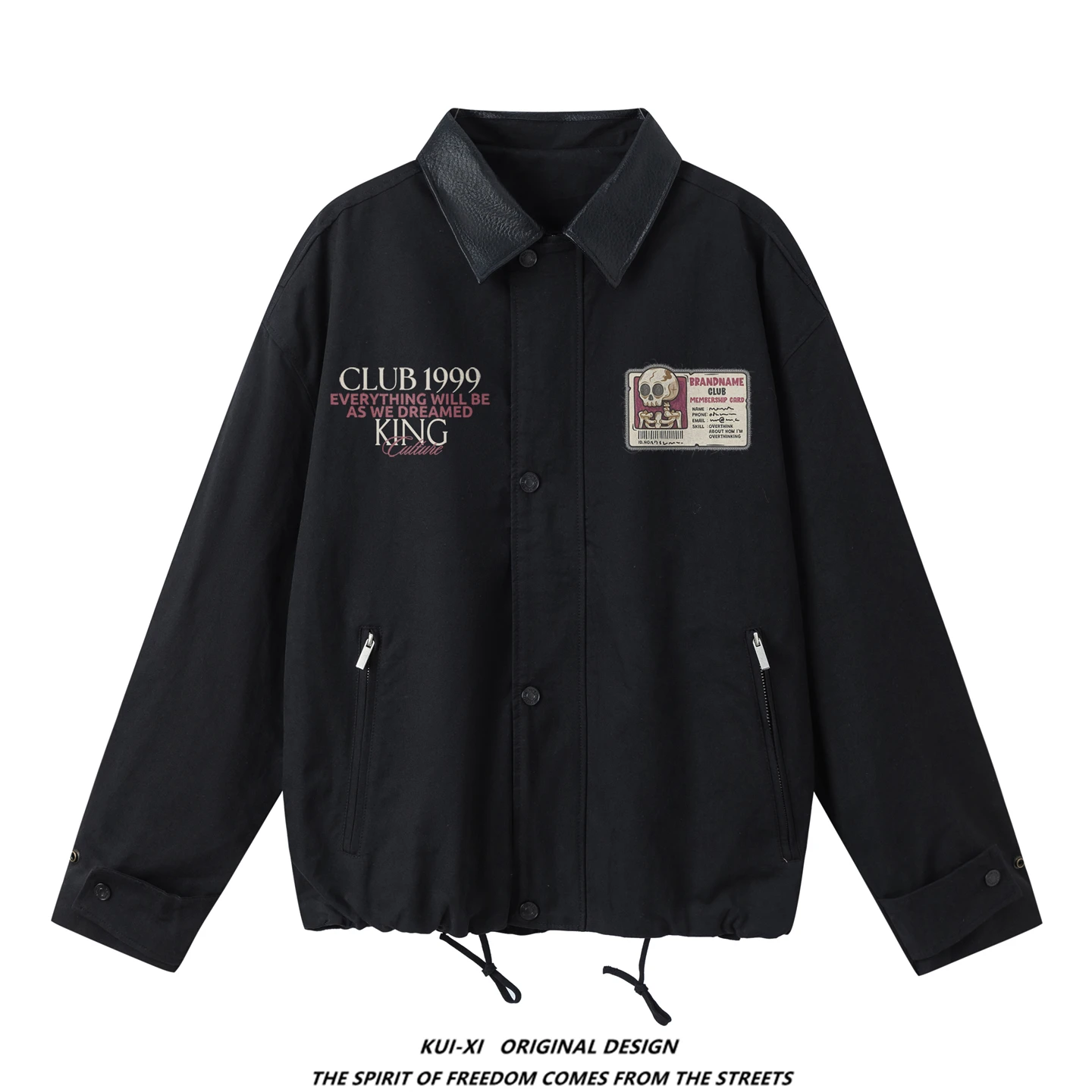 

Американская ретро винтажная рабочая одежда с кожаным воротником, джет, мужской дизайн, разумный хип-хоп, модная свободная верхняя одежда