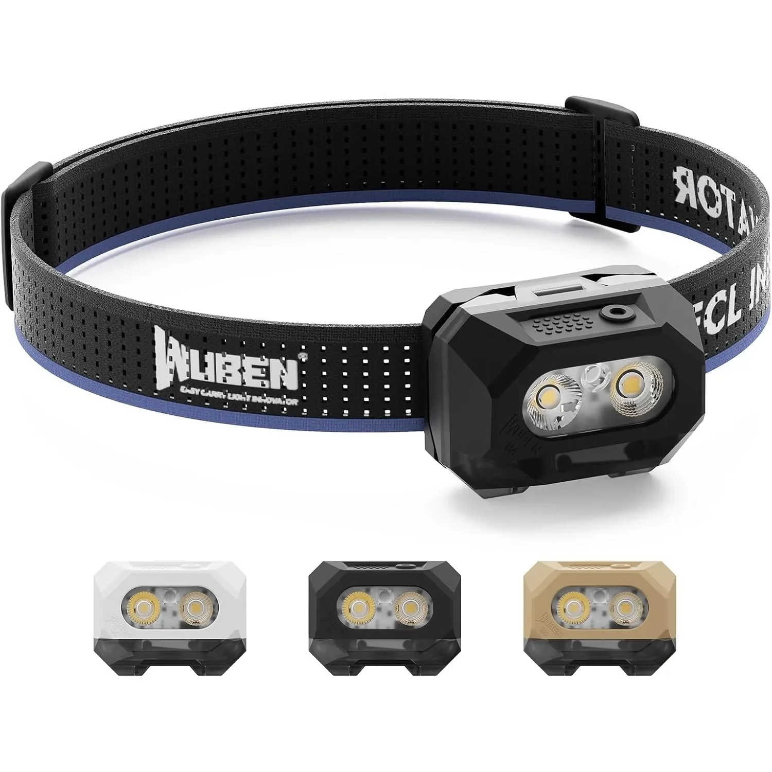 wuben-h4-ledヘッドランプ充電式、800ルーメン超高輝度ヘッドランプ、ip68防水ヘッドランプ（モーションセンサー付き）