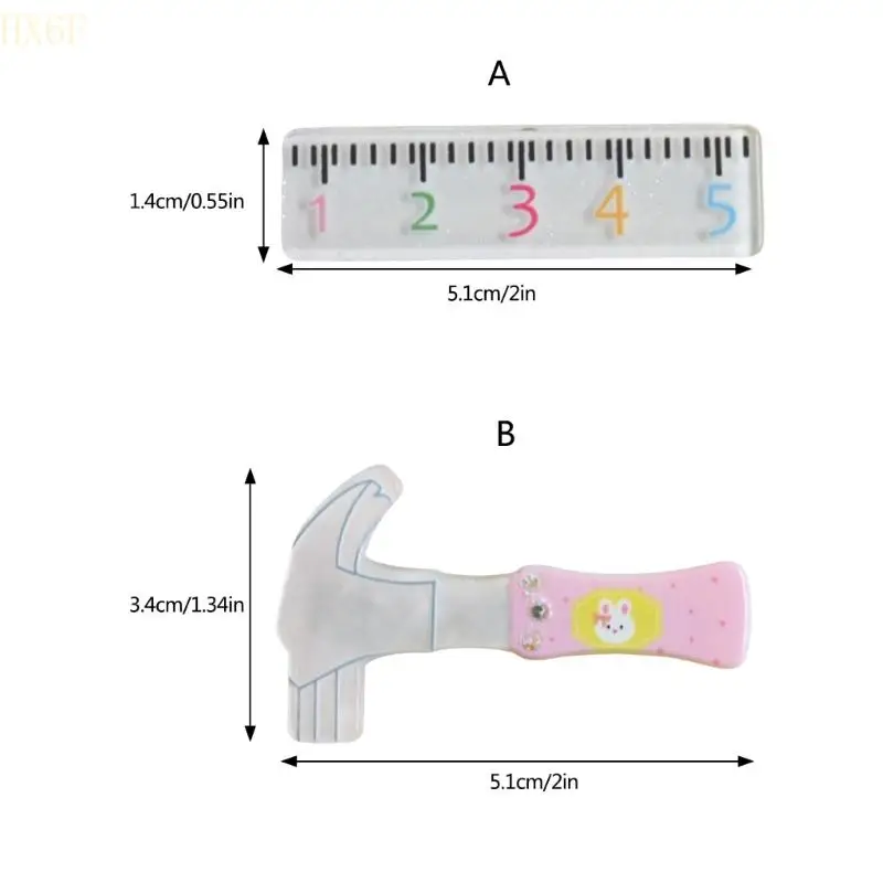 HX6F Funny Hair Clips Creative Ruler / Hammer Alligators Hairclip Duckbill Hairpins Gift