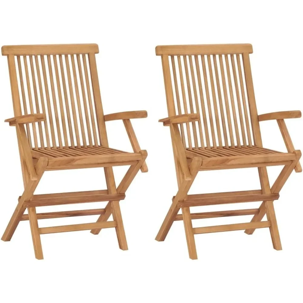 

2X Teak Patio Folding Chair Garden Outdoor Wooden Terrace Patio Balcony Seat