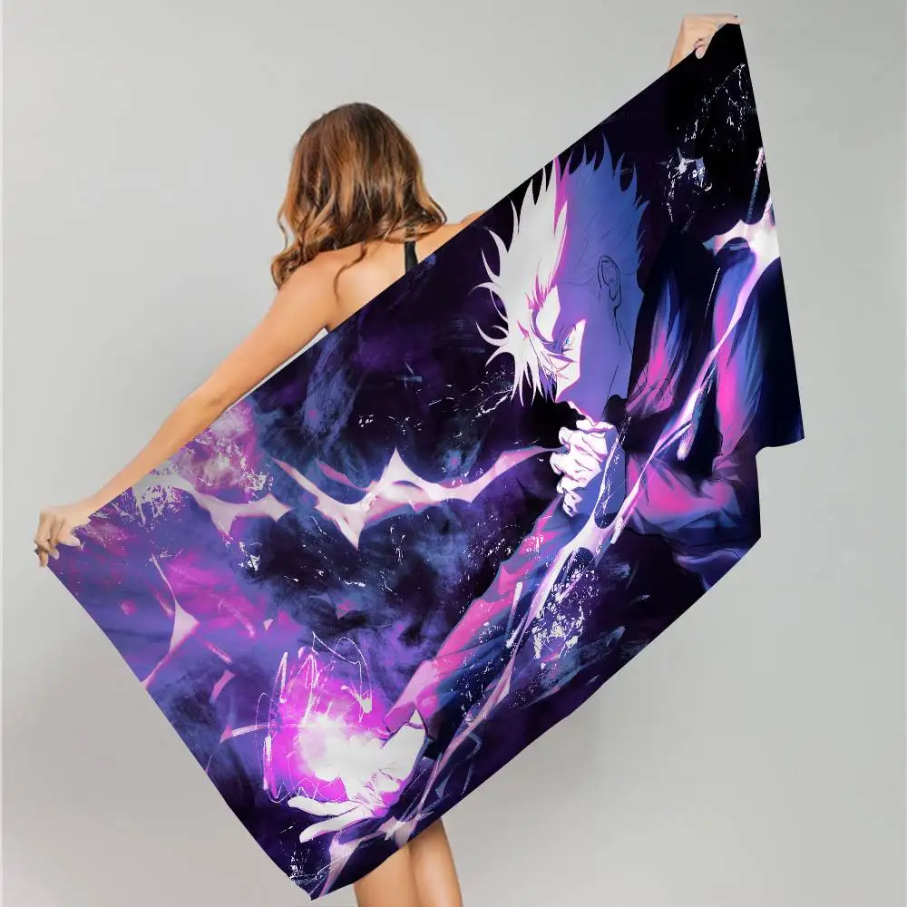 J-Jujutsu K-Kaisen G-Gojo Anime Microfiber Blanket Quick Drying Beach Towels Oversized Printing Super Absorbent Towel Blanket