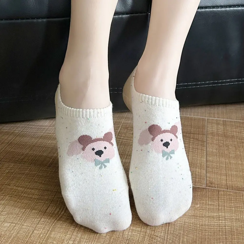 

8 пар противоскользящих носков до щиколотки с сердечками и рисунком медведя, собаки в горошек, короткие носки-трубочки, женские чулочно-носочные изделия, невидимые женские носки-лодочки, женские