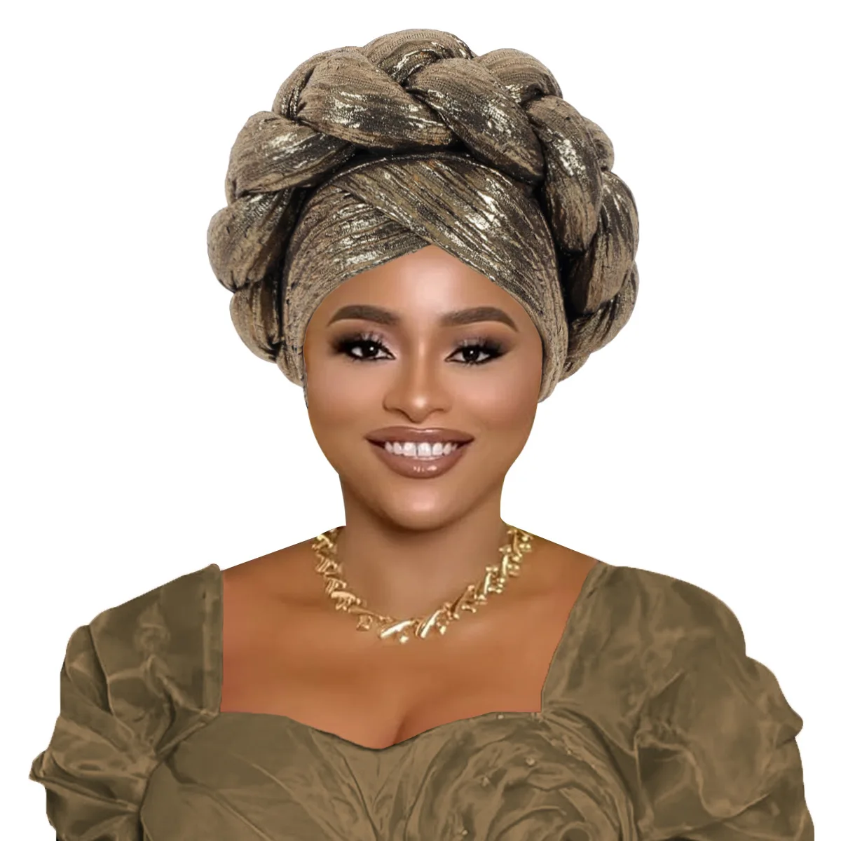 ربطة رأس أفريقية حجاب إسلامي قبعة المرأة الذهب احباط مطبوعة الجبين عبر جديلة قبعة رئيس التفاف موضة أغطية الرأس حفلة Turbante #4