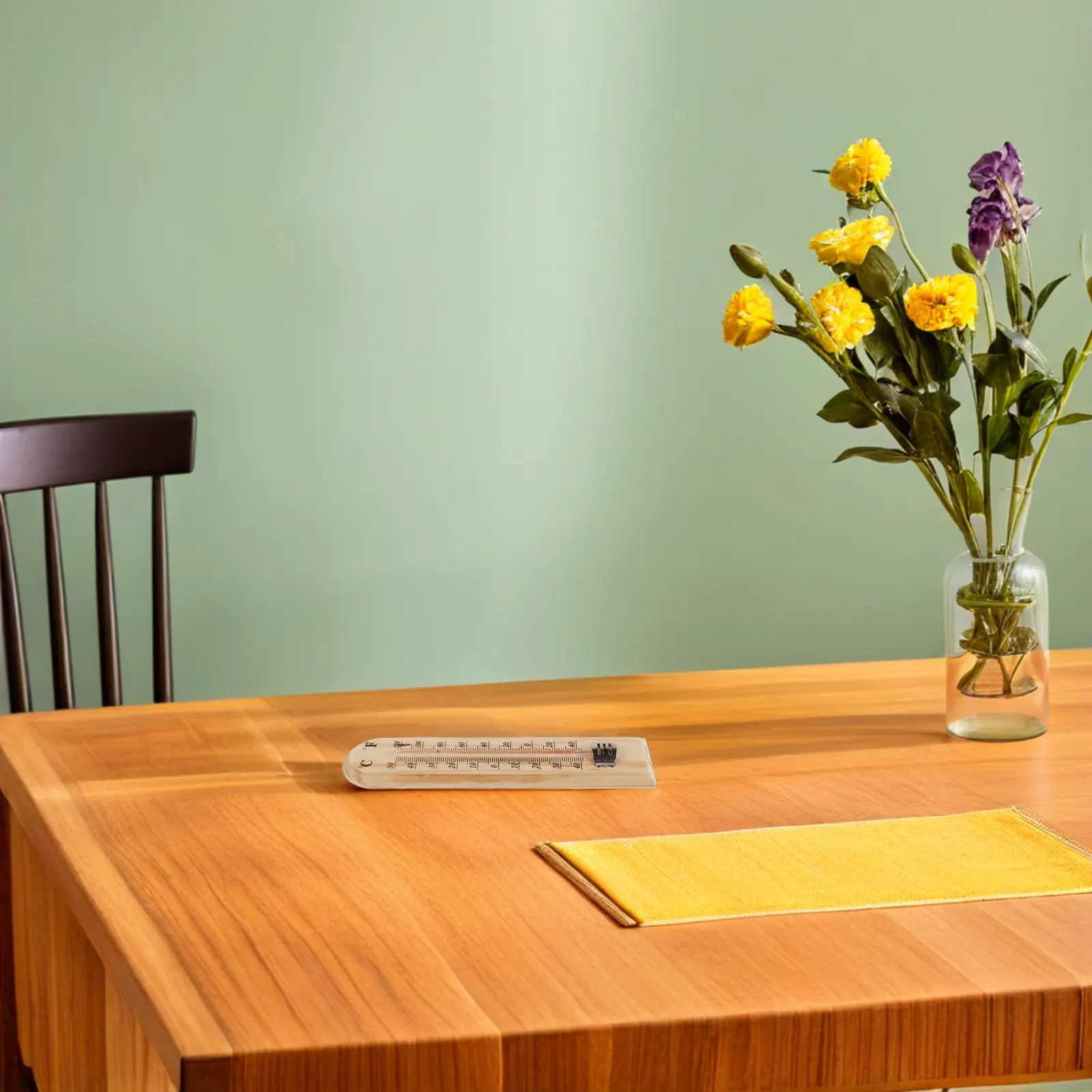 Termómetro de pared de madera de pino natural, termómetro colgante para bodega, sala de fermentación, patio interior, 4 unidades
