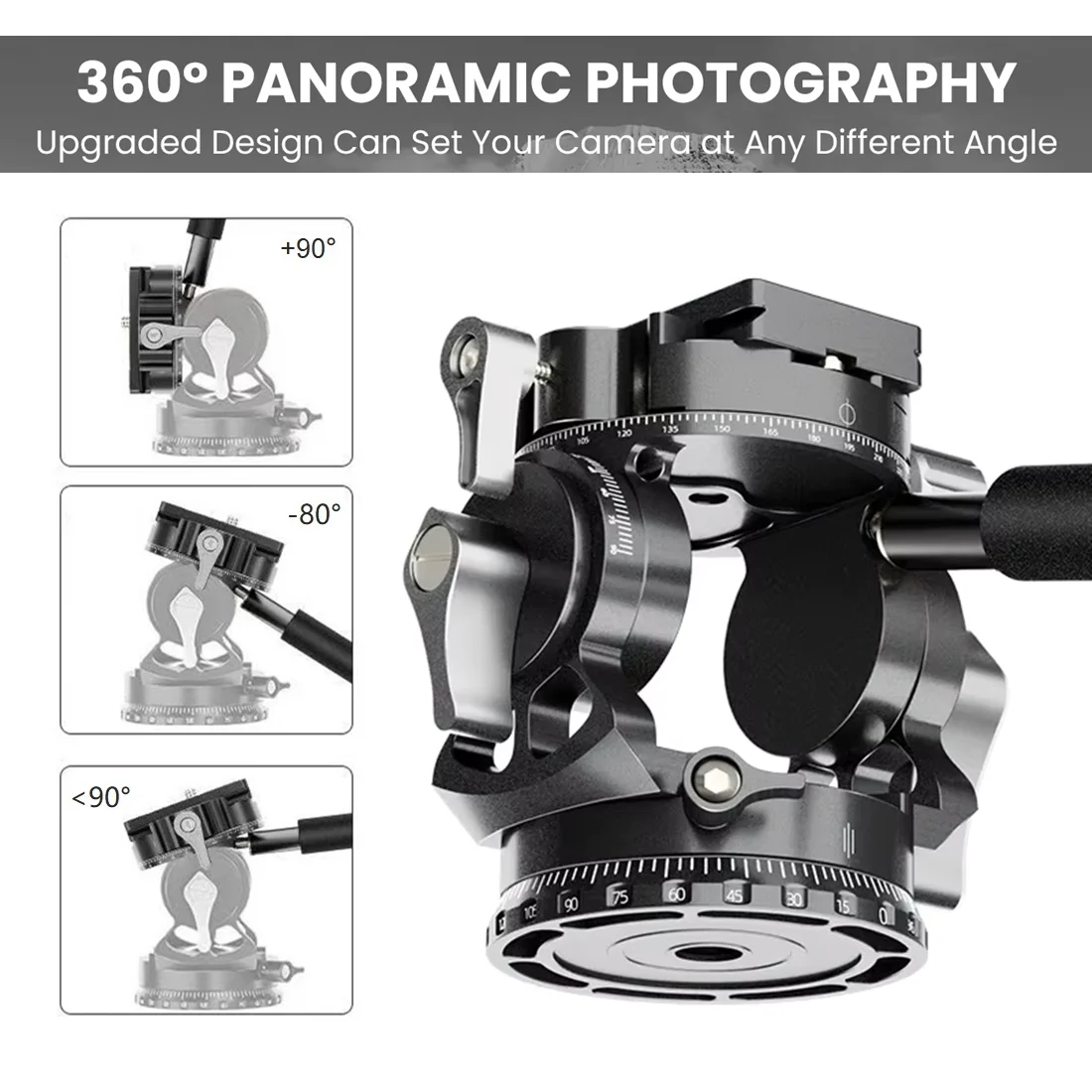 中空油圧ヘッド三脚チルトヘッドカメラビデオヘッド三脚一脚用ハンドル付き一眼レフカメラ用-arca-クイックリリースプレート