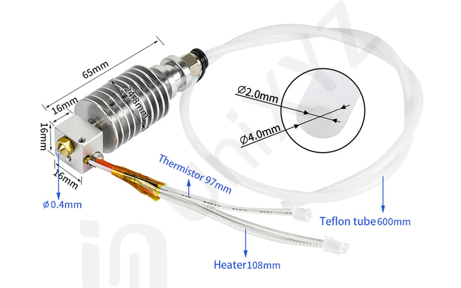 Verbesserter Hotend-Heizblock für Anycubic I3 Mega S Mega Zero 2.0 Kobra Chiron Vyper 12V 24V Heizung J-Kopf Heat Break Hot End – Detail 14