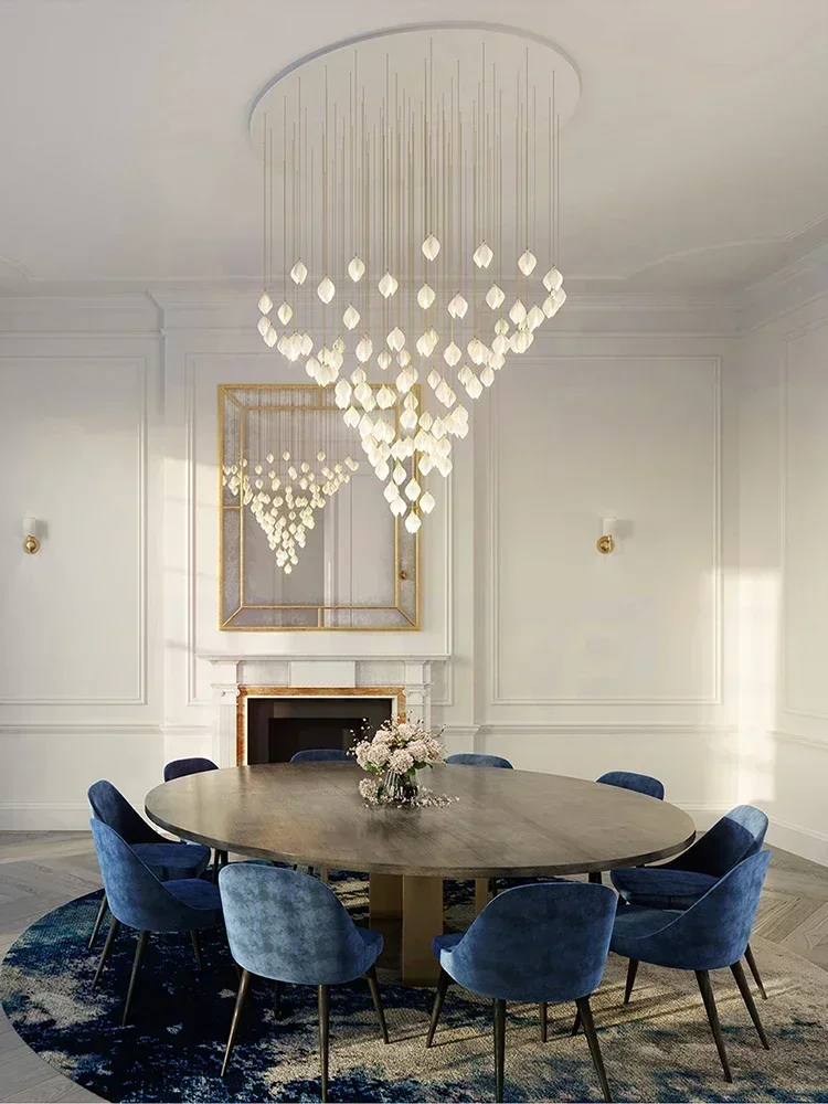 Lampada a sospensione Magnolia bianca Tavolo da pranzo Soggiorno Lampadario Scala Hall Villa Plafoniere di lusso Arredamento della stanza Luce a LED